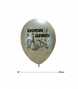 Palloncini Argento "Buon Anno" - Ø 27 cm - 50 pezzi