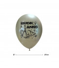 Kit Elio SMALL + 8 palloncini argento "Buon Anno" - Ø 27 cm