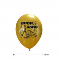 Kit Elio SMALL + 8 palloncini oro "Buon Anno" - Ø 27 cm