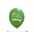 Kit Elio SMALL + 6 palloncini verdi "Buone Feste" - Ø 30 cm