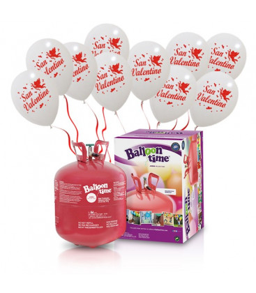 Kit Elio LARGE + 30 palloncini bianchi San Valentino - Ø 30 cm