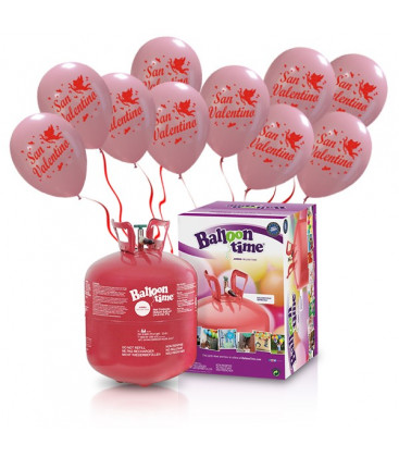 Kit Elio LARGE + 30 palloncini rosa San Valentino - Ø 30 cm 