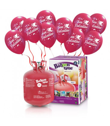 Kit Elio LARGE + 30 palloncini San Valentino rossi - Ø 30 cm
