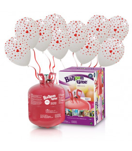 Kit Elio LARGE + 30 palloncini bianchi globo cuori - Ø 30 cm