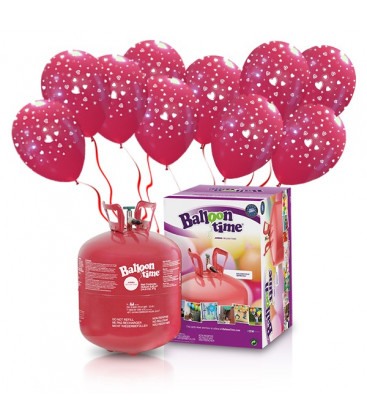 Kit Elio LARGE + 30 palloncini rossi globo cuori - Ø 30 cm
