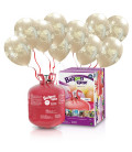 Kit Elio LARGE + 30 palloncini metal perla "just married" biodegradabili - Ø 27 cm