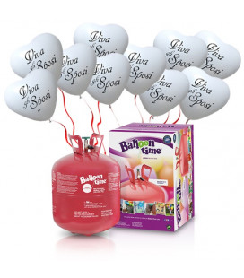 Kit Elio LARGE + 30 palloncini bianchi Cuori "Viva gli Sposi" - Ø 25 cm