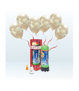 Kit Elio MEDIUM + 16 palloncini metal perla "Just Married" - Ø 27 cm