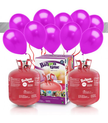 Kit Elio X-LARGE + 60 palloncini metallizzati fucsia - Ø 27 cm