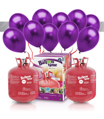 Kit Elio X-LARGE + 60 palloncini metallizzati viola - Ø 27 cm