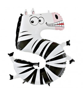 Animaloons Zebra - Numero 5 (cinque) Large - 102 cm