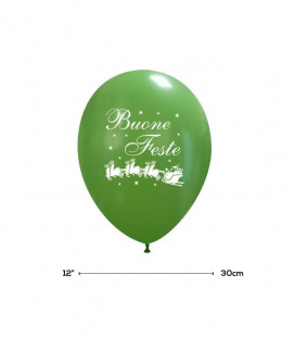 Palloncini Verdi "Buone Feste" - Ø 30 cm - 100 pezzi