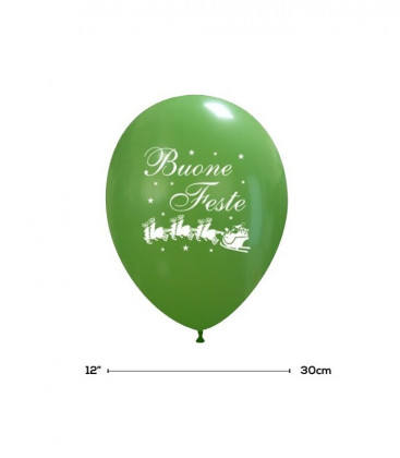 Palloncini Verdi "Buone Feste" - Ø 30 cm - 50 pezzi