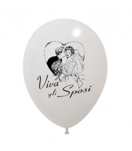 Palloncini bianchi stampa "Viva gli sposi" biodegradabili - Ø 30 cm - 50 pezzi