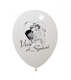 Palloncini bianchi stampa "Viva gli sposi" - Ø 30 cm - 50 pezzi