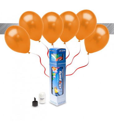 Kit Metallizzato SMALL + 8 palloncini metallizzati arancioni - Ø 27 cm