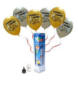 Kit Elio SMALL + 8 palloncini assortiti "Buon Anno" - Ø 27 cm