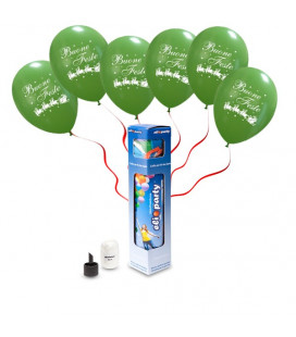 Kit Elio SMALL + 6 palloncini verdi "Buone Feste" - Ø 30 cm