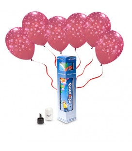 Kit Elio SMALL + 6 palloncini rossi "Fiocchi di Neve" - Ø 30 cm