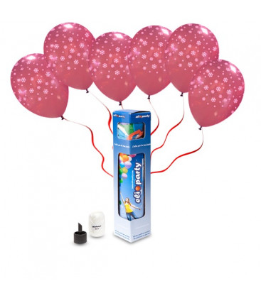 Kit Elio SMALL + 6 palloncini rossi "Fiocchi di Neve" - Ø 30 cm