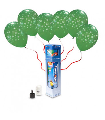 Kit Elio SMALL + 6 palloncini verdi "Fiocchi di Neve" - Ø 30 cm