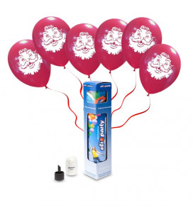 Kit Elio SMALL + 6 palloncini rossi Babbo Natale- Ø 30 cm