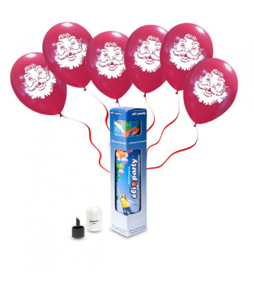 Kit Elio SMALL + 6 palloncini rossi Babbo Natale- Ø 30 cm