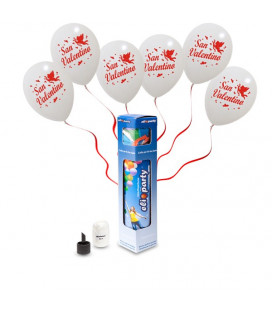 Kit Elio SMALL + 5 palloncini bianchi San Valentino - Ø 30 cm