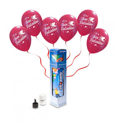 Kit Elio SMALL + 5 palloncini rossi San Valentino - Ø 30 cm