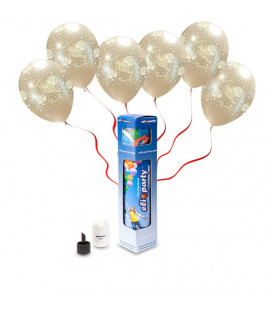 Kit Elio SMALL + 8 palloncini metal perla "Just Married" - Ø 27 cm