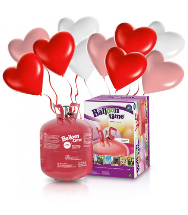 Kit Elio LARGE + 30 palloncini assortiti cuore - Ø 25 cm