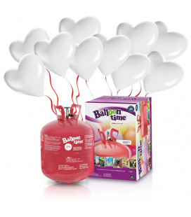 Kit Elio LARGE + 30 palloncini bianchi cuore - Ø 25 cm