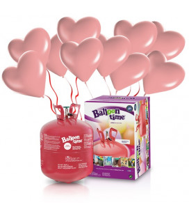 Kit Elio LARGE + 30 palloncini rosa cuore - Ø 25 cm