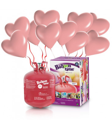 Kit Elio LARGE + 30 palloncini rosa cuore - Ø 25 cm