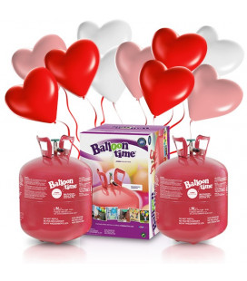 Kit Elio X-LARGE + 60 palloncini assortiti Cuore - Ø 25 cm