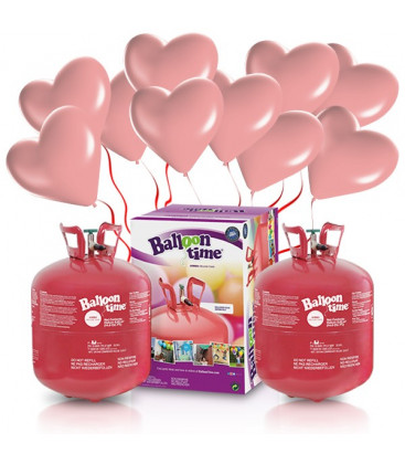 Kit Elio X-LARGE + 60 palloncini rosa Cuore - Ø 25 cm