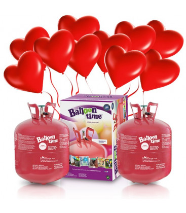 Kit Elio X-LARGE + 60 palloncini rossi Cuore - Ø 25 cm