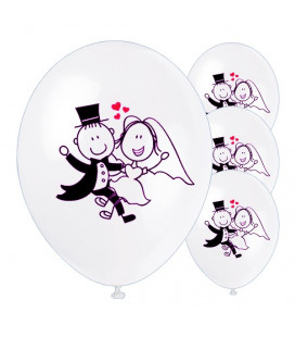 Palloncini Bianchi "Sposi cartoon" biodegradabili - Ø 30 cm - 50 pezzi