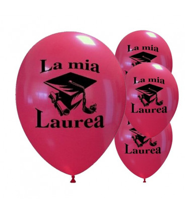 Palloncini rossi stampa "La mia laurea" - Ø 30 cm - 50 pezzi