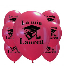 Palloncini rossi stampa "La mia laurea" - Ø 30 cm - 100 pezzi