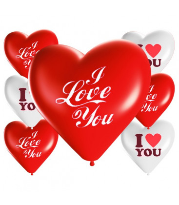 Palloncini cuore assortiti I LOVE YOU - Ø 25cm - 100 Pezzi