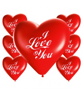 Palloncini cuore rossi I LOVE YOU - Ø 25cm - 100 Pezzi
