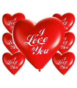 Palloncini cuore rossi I LOVE YOU - Ø 25cm - 100 Pezzi