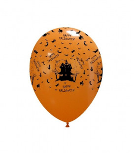 Palloncini stampa Happy Halloween biodegradabili - Ø 27 cm - 50 pezzi