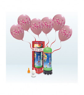 Kit Elio MEDIUM + 12 palloncini rosa stampa fascia cuori - Ø 30 cm